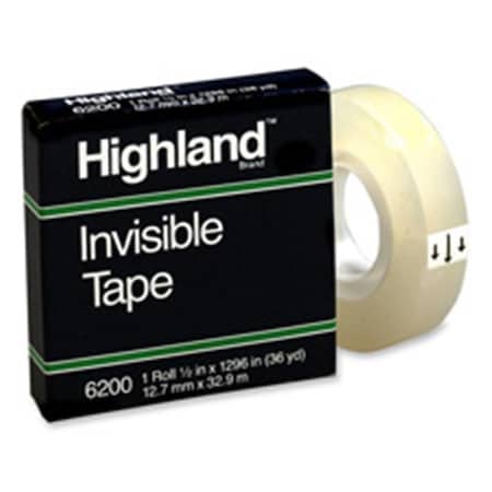 3M MMM6200341000 Invisible Tape; 1 In. Core; .75 In. X 1000 In.; 6-PK; Clear